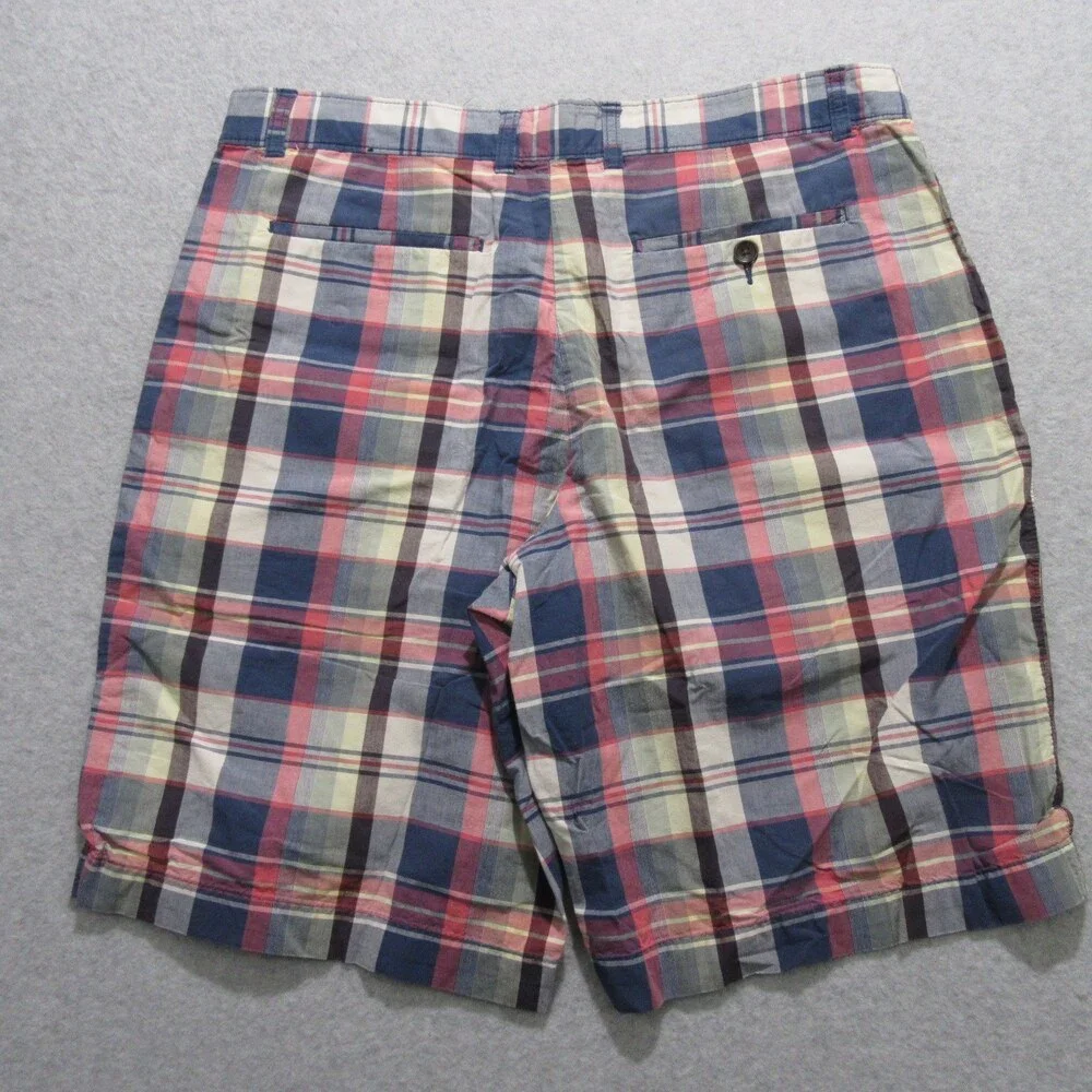 Banana Republic Mens Shorts 34 x 10 Multicolored Plaid Madras 100% Cotton Pocket